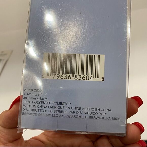 Offray Sash White Satin Ribbon Beaded Rhinestone - Picture 4 of 7